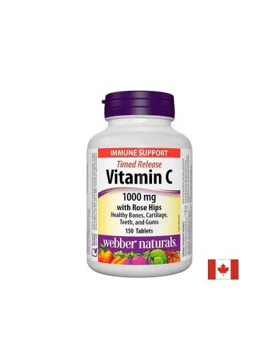 Витамин Ц 1000 мг + Шипка 40 мг х 150 таблетки с удължено освобождаване Webber Naturals