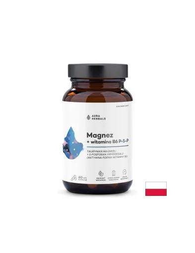 Магнезий 59 мг + Витамин Б6 2.1 мг х 60 капсули Aura Herbals | Magnesium & B6