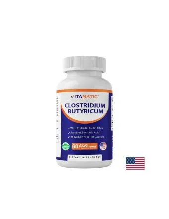 КЛОСТРИДИУМ БУТИРИКУМ Пробиотик + пребиотик за стомашно-чревния тракт х 60 капсули VITAMATIC | Clostridium butyricum