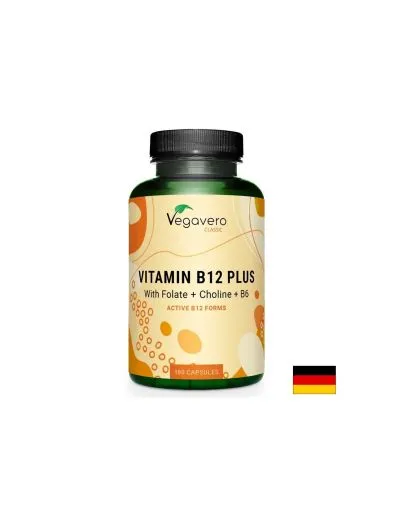Витамин Б12 1000 мкг + холин, фолат и Витамин Б6 х 180 капсули Vegavero | Vitamin B12 Plus