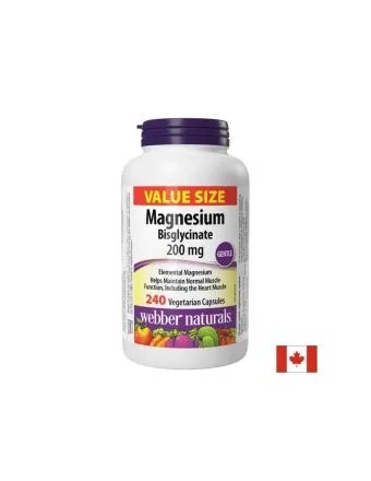 Магнезий ( бисглицинат + оксид ) 200 мг х 240 капсули WEBBER NATURAS | Magnesium bisglycinate