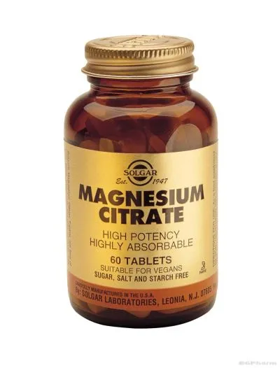 МАГНЕЗИЙ (Магнезиев цитрат) 200мг х 60 таблетки СОЛГАР | MAGNESIUM CITRATE SOLGAR
