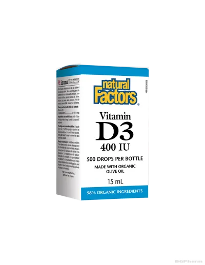 Витамин D3 400 IU x 15мл (500 дози) Natural Factors |Vitamin D3 Liquid