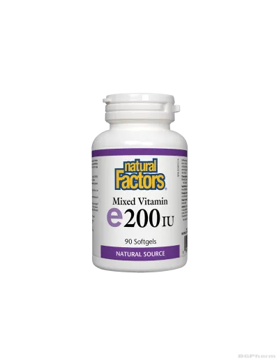 Витамин E (токофероли микс) 200IU х 90 капсули Natural Factors | Vitamin E softgels