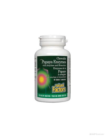 Папая ензими + амилаза и бромелаин x 60 дъвчащи таблетки Natural Factors