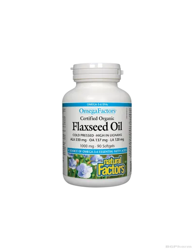 Ленено масло 1000мг х 90 капсули Natural Factors | Flaxseed Oil