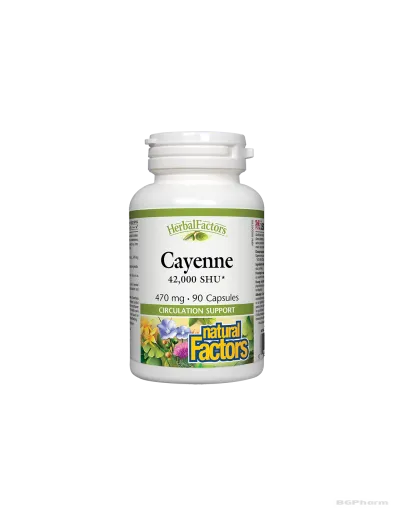 Лют червен пипер 470мг х 90 капсули Natural Factors | Cayenne 42 000 SHU