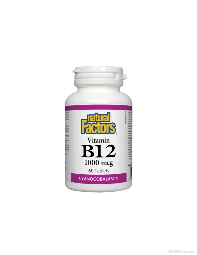 Витамин Б12 (цианокобаламин) 1000мкг 60 таблетки Natural Factors | Vitamin B12