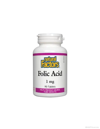 Фолиева киселина 1мг х 90 таблетки Natural Factors | Folic Acid