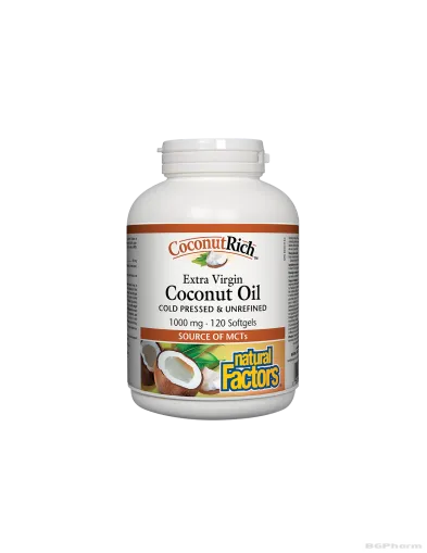 Кокосово масло 1000мг x 120 капсули Natural Factors | CoconutRich™ Coconut Oil Extra Virgin