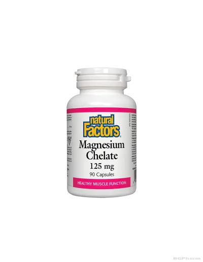 Магнезий (хелатиран) 125мг х 90 капсули Natural Factors | Magnesium Chelate