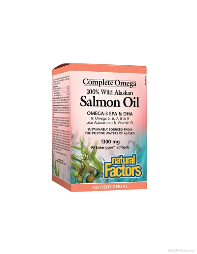 Масло от дива сьомга от Аляска 1300мг х 90 капсули Natural Factors | Salmon Oil Alaskan 