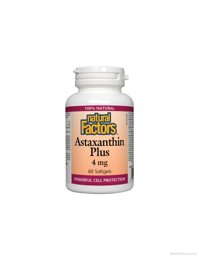 Астаксантин плюс Лутеин и Зеаксантин 4мг х 60 капсули Natural Factors | Astaxanthin Plus