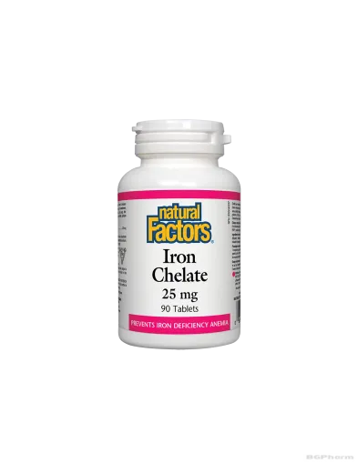 Желязо (хелатирано) 25мг x 90 таблетки Natural Factors | Iron Chelate
