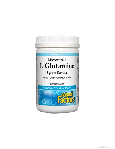 Л-Глутамин (микронизиран) х 300гр 60 дози пудра Natural Factors | L-Glutamine