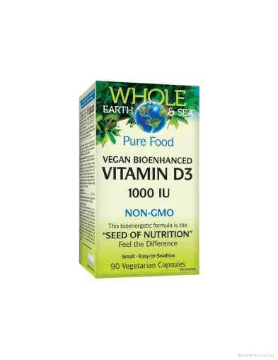 Whole Earth & Sea® Витамин D3 за вегани 1000IU х 90 капсули Natural Factors | Vegan D3