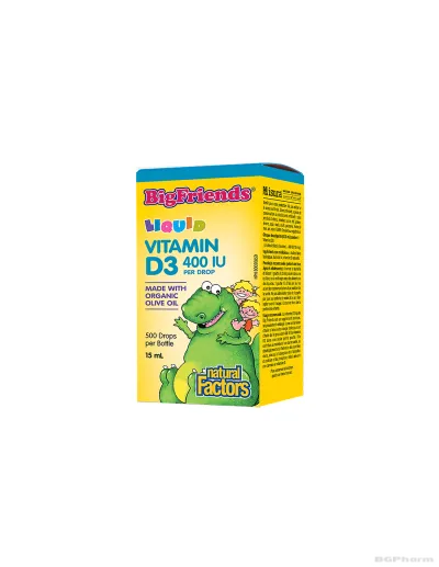Витамин Д3 за деца 400 IU x 15 ml/ 500 дози течен Natural Factors | Vitamin D3 Big Friends®