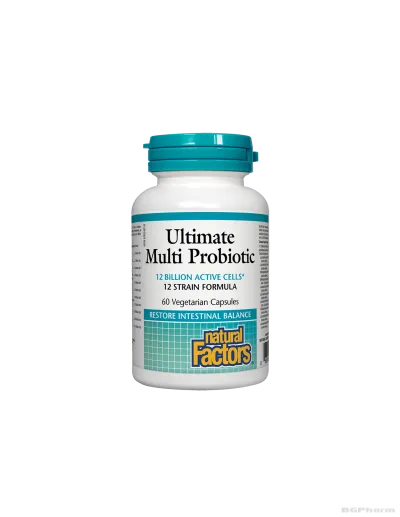 УЛТИМАТ Мулти пробиотик 12 щама, 12 млрд. х 60 капсули Natural Factors |Ultimate Multi Probiotic
