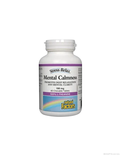 Л-Теанин 100мг х 60 дъвчащи таблетки Natural Factors | Mental Calmness