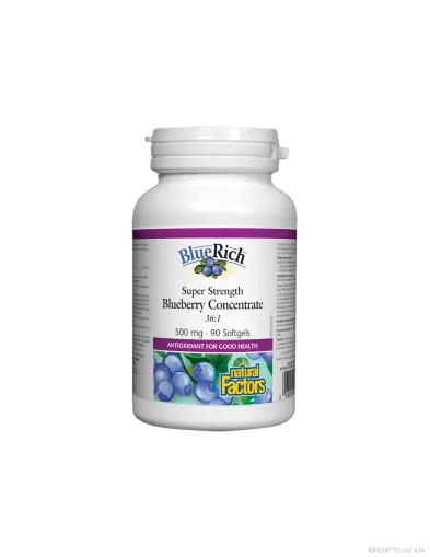 BlueRich® Синя боровинка супер концентрат 500мг х 90 капсули Natural Factors