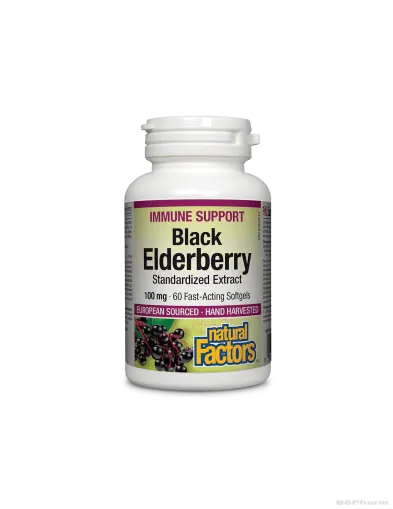 Черен бъз екстракт 100мг х 60 капсули Natural Factors | Black Elderberry Standardized Extract