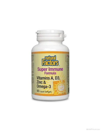 Имунитет: Витамин А, Д3,цинк и омега-3 х 90 капсули Natural Factors | Super Immune Formula