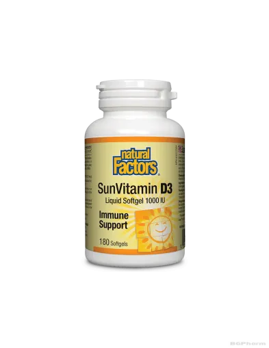 Витамин Д3 1000IU х 180 капсули Natural Factors | SunVitamin D3 1000 softgels