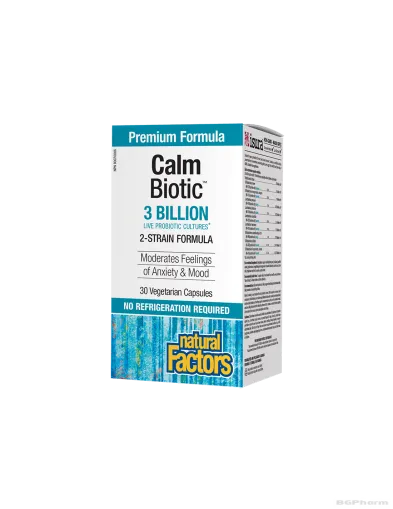 Calm Biotic® Пробиотик при стрес и нервен стомах 3 млрд 2 щама 30 капсули Natural Factors