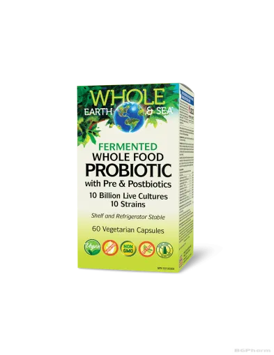 Whole Earth & Sea® Пробиотик + пребиотик и постбиотик х 60 капсули Natural Factors