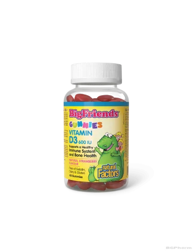 Витамин Д3 600 IU х 60 желирани таблетки (ягода) Natural Factors | Big Friends