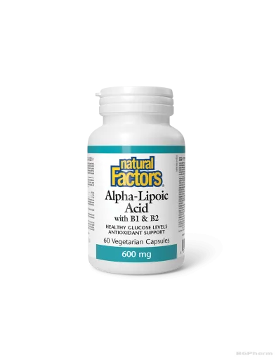 Алфа липоева киселина 600мг + витамин Б1 и Б2 х 60 капсули Natural Factors