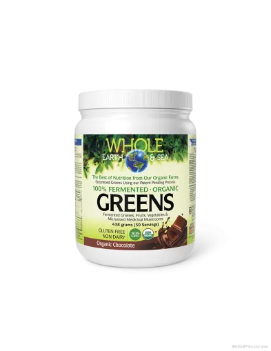 Whole Earth & Sea Ферментирали органик растителни храни х 438гр пудра (шоколад) Natural Factors