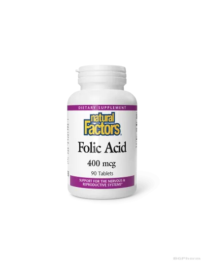 Фолиева киселина 400мкг х 90 таблетки Natural Factors | Folic acid