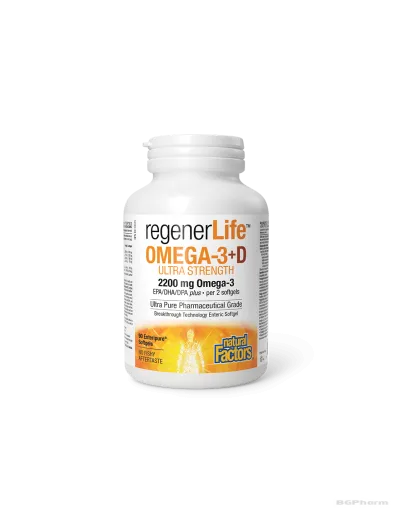 RegenerLife™Омега-3 + Витамин Д3 500 IU х 90 капсули Natural Factors