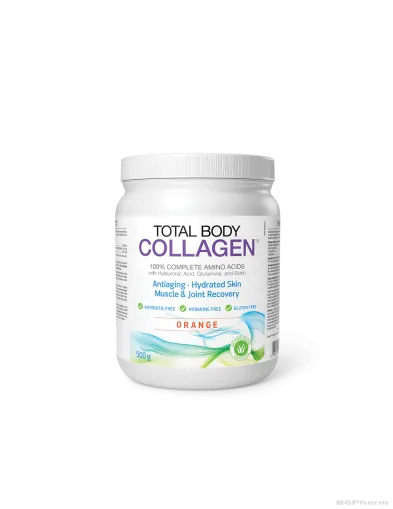 Total Body Collagen Колаген с хиалуронова киселина, глутамин и биотин 500гр (портокал) Natural Factors