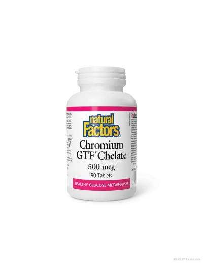 Хром GTF хелатиран 500мкг  х 90 таблетки Natural Factors | Chromium