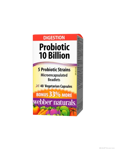 Пробиотик 5 щама, 10 млрд. активни пробиотици х 40 капсули Webber Naturals