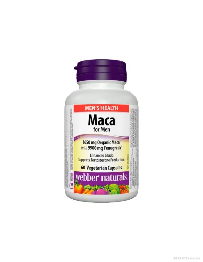 Мака за мъже екстракт 1650мг + Сминдух х 60 капсули Webber Naturals | Maca for Men