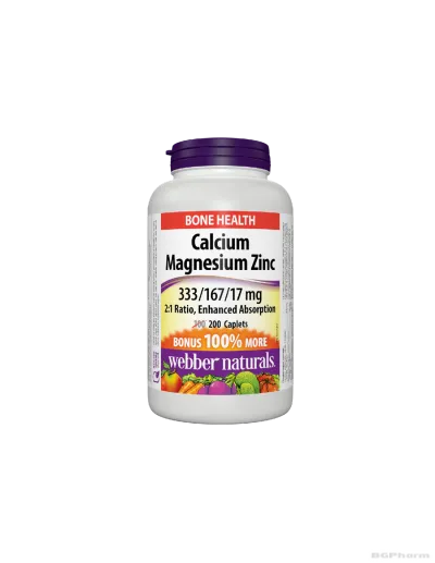 Калций, Магнезий и Цинк 650мг х 200 каплети Webber Naturals | Calcium, Magnesium, Zinc