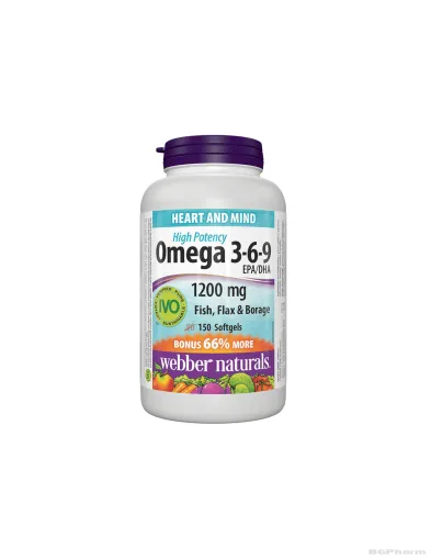 Омега 3-6-9 есенциални мастни киселини 1200мг х 150 капсули Webber Naturals