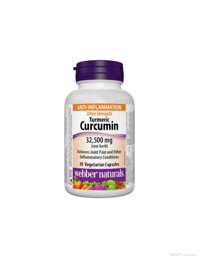 Куркума + черен пипер 32500мг 30 капсули Webber Naturals | Turmeric Curcumin Ultra Strength