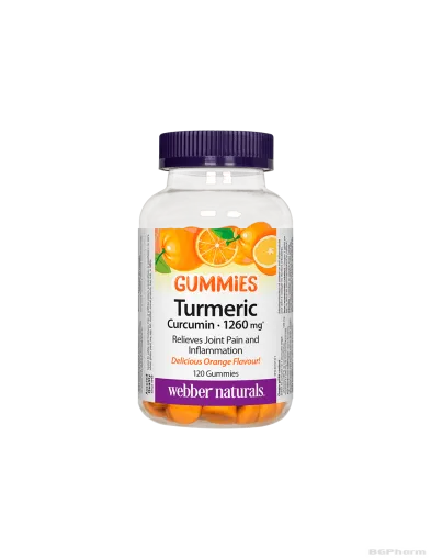 Куркума 1260мг х 120 желирани таблетки (портокал) Webber Naturals | Turmeric Gummies