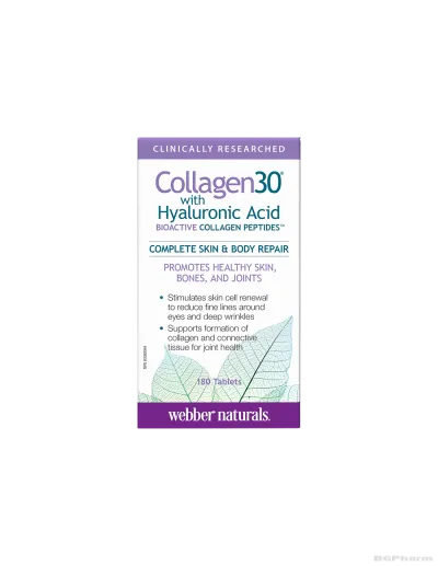 Collagen30® Колаген (биоактивни колагенови пептиди) + хиалуронова киселина х 180 таблетки Webber Naturals