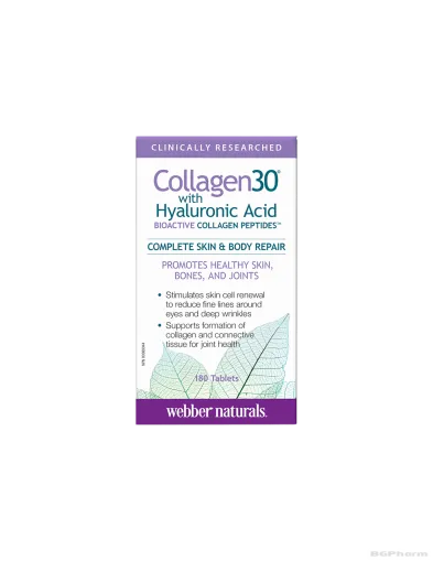 Collagen30® Колаген (биоактивни колагенови пептиди) + хиалуронова киселина х 180 таблетки Webber Naturals