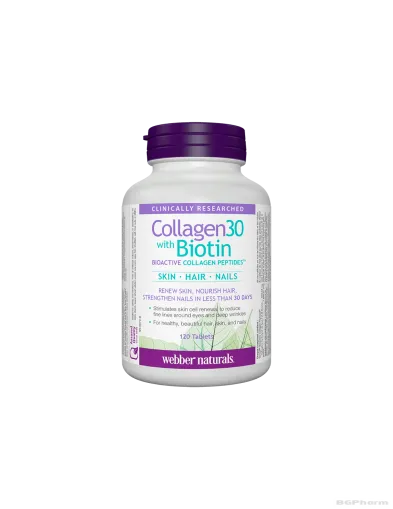 Collagen30® Колаген (биоактивни колагенови пептиди) + биотин х 120 таблетки Webber Naturals