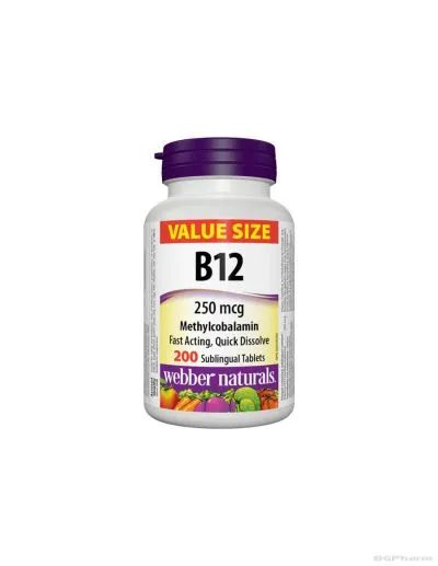 Витамин Б12 (метилкобаламин) 250мкг х 200 сублингвални таблетки Webber Naturals