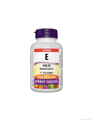 Витамин Е (d-алфа токоферил ацетат) 400IU х 120 капсули Webber Naturals | Vitamin E