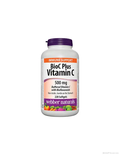 Витамин Ц 500мг + Биофлавоноиди 60мг х 220 капсули Webber Naturals | BioC Plus Buffered Vitamin C