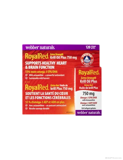 RoyalRed Масло от крил + Омeга-3 и астаксантин х 120 капсули Webber Naturals