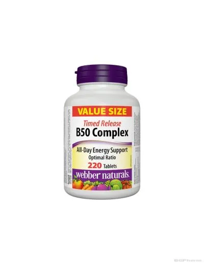 Витамин Б50 Комплекс (високо дозирани) х 220 таблетки Webber Naturals | B-Complex